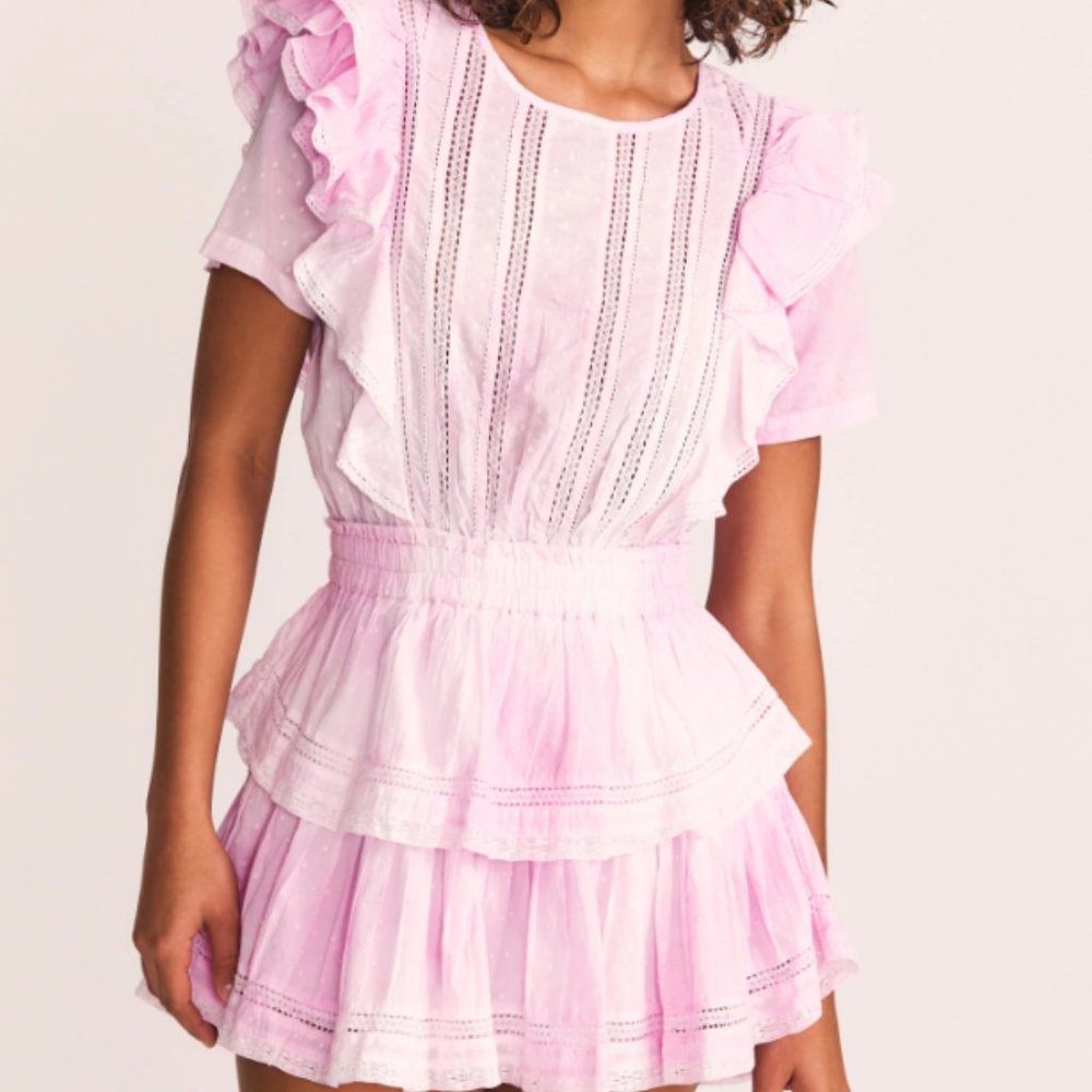 LoveShackFancy Natasha Mini Dress Peony Pink